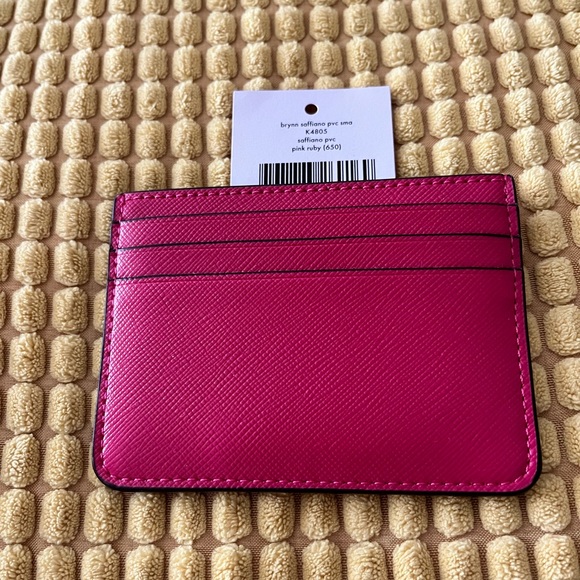 Kate Spade Brynn Saffiano pink ruby card holder NWT - Picture 3 of 4